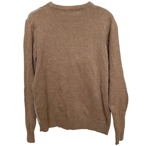Oscar de la Renta Sweater M | Neutral Patchwork Knit, Soft Cotton Blend, Preppy - Picture 6 of 9